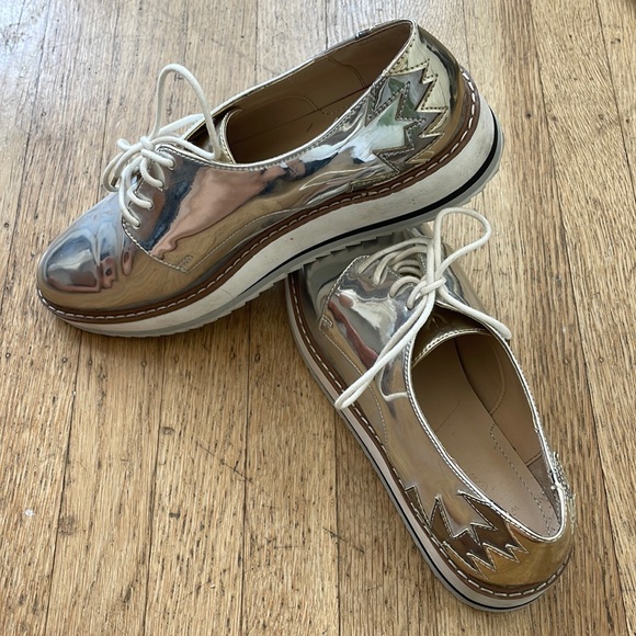 Zara Shoes - Zara silver loafers size 37